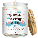 Wedding Gifts For Newlyweds, No Longer Living In Sin Candle, Funny Engagement Gifts, Gift For Bride Groom To Be, Funny Engaged Gift For Her, Bachelorette Party Decoration, Lavender Scented