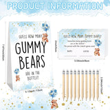 Baby Shower Games Guess How Many Bears Sign 100 Guessing Game Cards 10 Hb Pencils 1 Cute Bear Bottle For Guests Gender Reveal Party Favor(Blue)