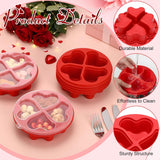 6 Pcs 6 Pcs 6.8 Inch Valentine'S Day Divided Dessert Serving Tray Heart Red 4-Compartment Snack Container Box Reusable With Press-Fit Lids For Christmas Mother'S Day Lunch Meal Snack