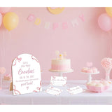 51 Pcs Pink Bow Guess How Many Candies Are In The Jar Game, Pink Baby Shower Game, 6X8 Inch Arch Wooden Sign With Stand And 50 Guessing Cards, Gender Neutral Party Decoration - Wf01