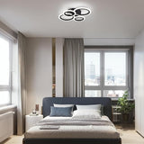 Modern 4 Ring Black LED Ceiling Light 4000K Flush Mount Fixture