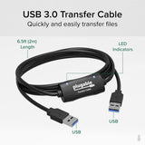 Usb Transfer Cable, Unlimited Use, Transfer Data Between 2 Windows Pc'S, Compatible With Windows 11, 10, 7, Xp, Bravura Easy Computer Sync Software Included