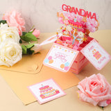 Happy Birthday Grandma Pop Up Card, Colorful Popup Mothers Day Birthday Greeting Card With Envelope Great Grandma Birthday Gifts Best Nana Gifts Creative Gift Idea For Grandma