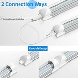 4 Pack 8FT LED Shop Lights 100W 15000LM 6000K V Shaped Linkable T8 Tube Fixtures