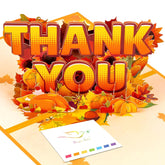 Thanksgiving 3D Pop Up Thank You Card – Autumn Greeting Card With Pumpkins, Leaves, Sunflowers, Turkey & Corn – Harvest Festival Fall Thank You Card For Family, Friends, And Colleagues With Envelope