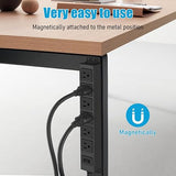 6 Outlet Magnetic Power Strip 14AWG 6 Ft Extension Cord Heavy Duty Black