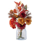 Fake Flowers With Vase, Faux Flowers In Vase, Orange Silk Gerbera Artificial Flowers Bulk Arrangements For Home Decor For Living Room Bathroom Office Table Centerpiece Shelf Decorations