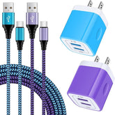 2 Pack Dual Port USB C Fast Charger with 6FT C Cables for Samsung iPhone Pixel
