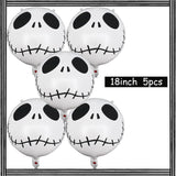 15 Pcs Halloween Party Balloons Skull Balloons Black And White Striped Skeletons Balloon Nightmare Skull Foil Balloons For Halloween Christmas Birthday Baby Shower Themed Party Decorations