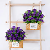 Artificial Rose Flowers - 4Bouquets Realistic Fake Silk Roses For Wedding Party Home Centerpieces Office Diy Cemetery Grave Decoration (Pack Of 4, Purple)