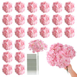 24 Pcs Pink Hydrangea Artificial Flowers Bulk, Faux Hydrangea Full Flowers Heads With Stems, Fake Silk Flowers For Wedding, Garden, Home, Party Decoration