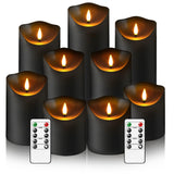 Flameless Candles with Remote Timer, Battery Operated Realistic Flickering LED Candles, 9 Packs Fake Candles for Home Decor (D3 x H 3" 4" 5" 6" 7") (Black)