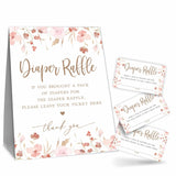 B10 Diaper Raffle Game Kit - Wildflowers Theme - 1 Sign & 50 Tickets, Decoration For Girl'S Baby Shower, Gender Reveal, Baby Announcement, Party Favor & Decorations