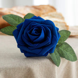 25Pcs Artificial Flower Foam Rose Real Touch Roses Flower Heads With Stem For Diy Wedding Bouquets Centerpieces Arrangements Party Baby Shower Home Decor (Royal Blue)
