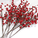 12Pcs Artificial Red Berries Stems, 13.5" Waterproof Burgundy Berry Branches For Home Holiday Wedding Diy Christmas Tree Wreath Flower Decor