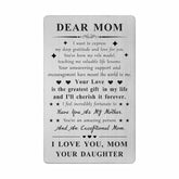 Mom Gifts From Daughter - Engraved Metal Mom Wallet Card - Moms Birthday Mother'S Day Card Gift From Daughter