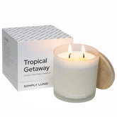 Tropical Getaway - Coconut & Grapefruit Scented Candle – 14Oz Soy Wax – Fresh Candle For Home – 50+ Hour Burn – Eco Friendly Gift Box In Reusable Glass Jar With Bamboo Lid