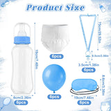 6 Sets Baby Bottles For Baby Shower Game, Bottle Chug Baby Shower Games Plastic Baby Bottle For Feeding Blindfold Party Game Set Funny Diaper Change Eye Mask Award Race Game