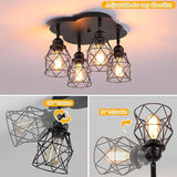 4 Light Adjustable Semi Flush Mount Ceiling Light Black Farmhouse Kitchen Fixture