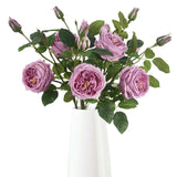 Real Touch Purple Austin Roses Peonies Artificial Flowers 4 Bouquets Latex Fake Peonies With Long Stem Realistic Faux Peonies For Wedding Party Home Table Centerpieces Decor (Deep Purple)