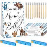64 Pcs Baby Shower Games Include How Big Is Mommy'S Belly Sign Measure Bump Game 50 Cards 10 Pencils 3 Measuring Tapes For Baby Shower Gender Reveal Party Supplies(Cowboy)