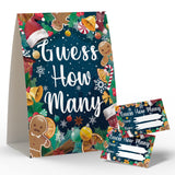Christmas Party Games - How Many, 1 Standing Sign + 50 Cards, Christmas Party Ideas, How Many Kisses Game, Christmas Party Games For Kids / Cm003