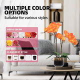 Orchids Artificial Flowers Real Touch Fake Flowers In Ceramic Pot 20" Orange Faux Orchid Plant Lifelike Silk Phalaenopsis For Centerpiece Hotel Home Indoor Decor