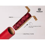 Red Wrapping Paper Set 17" Pearly-Lustre With Silk Like Satin Ribbon & Gift Tags Recyclable Christmas Gift Wrapping Birthday Baby Shower Wedding Handmade Crafts 197"(16.4 Ft)