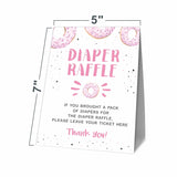 Baby Shower Games, 1 Diaper Raffle Standing Sign With 50 Diaper Raffle Tickets, Donut Love Theme Babyshower Party Decorations And Supplies For Boys Or Girls(Lblk-C01)