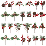 36 Pcs Artificial Christmas Pine Picks Christmas Berries Artificial Stem With Pinecones Apples Bells Christmas Flower Picks For Christmas Tree Wreath Arrangement Winter Holiday Decor