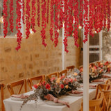6 Pcs Wisteria Flower Garlands Red Artificial Wisteria Hanging Flowers 6.7 Feet Silk Flowers Vines Hydrangea Garland For Backdrop Wedding Arch Party Outdoor Home Wall Garden Table Decor