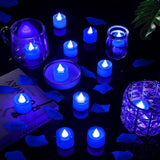 Artificial Rose Petals With 24 Pieces Romantic Heart Flameless Candle Love Led Tealights Candle For Romantic Night For Him Set Anniversary Wedding Honeymoon(Blue)
