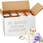 24 Pcs 4Oz Mini Mason Jar Candles Bulk Small Lavender Scented Candles For Wedding Christmas Halloween Birthday Thank You Gifts For Coworker Staff(Rose Gold)