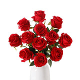 12Pcs Red Roses Artificial Flowers – Realistic Silk Velvet Fake Flowers With Long Stems For Valentines Day Wedding Bouquets Home Decoration Party Centrepieces & Diy Floral Arrangements