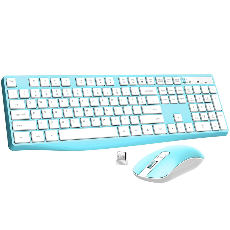 Wireless Mouse & Keyboard Combo, 2.4 Ghz Full-Sized Keyboard And Mouse With Us