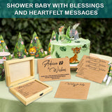 50 Pcs Baby Shower Advice Cards With Wooden Box, Premium Thick 4.8" X 3.2" Advice And Wishes Cards Baby Shower Keepsakes, Advice For Parents To Be, Baby Shower Game, Activities For Guests