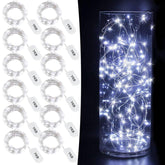 12 Pcs White Fairy Lights Led String Lights Battery Powered, 20 Micro Leds On 3.3Ft/1M Silvery Copper Wire, Battery Oper