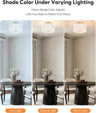 12.2 Inch Semi Flush Mount Ceiling Light Bronze Finish with Pleated White Shade