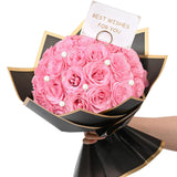Pink Glitter Roses Bouquet, Diy Fake Flowers Bouquet, Artificial Rose Bouquet For Valentines, Anniversary, Engagement, Wedding, 36 Roses