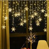 Led Curtain Lights - Led Snowflake Lights With Remote Control,Usb Powered 24 Snowflakes 120 Leds Window Curtain String L