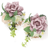 Boutonniere For Men, Set Of 2 For Wedding Groom Groomsmen, Purple Artificial Flowers For Ceremony Anniversary Marriage Graduation Prom Dinner Party Homecoming