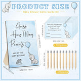 122 Pcs Guess How Many Baby Shower Game Set 100 Guessing Cards 20 Pencils 1 Plastic Baby Candy Bottle 1 Elephant Wood Standing Sign Decorations For Gender Reveal Party Favors