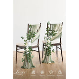 8 Wedding Chair Decorations Aisle Pew Church Artificial Flowers Greenery Swag White Sage Green Bench Ceremony Reception Floral Faux Backdrop Rose Arrangements Party Outdoor Decorations