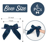 Navy Blue Bows 7''×9'' Christmas Bows For Gift Wrapping Faux Fur Present Bows Premade Bows For Christmas Trees Fireplaces Wreaths Staircases Crafts Home Outdoor Winter Decoration, 6 Pcs