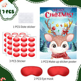 Pin The Nose On The Reindeer Game With 36 Pcs Red Nose And 2 Pcs Blindfold, Reindeer Poster For Family Holiday Christmas Games Party Decorations Favor New Year Activities