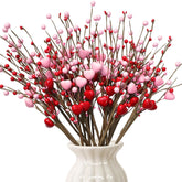 Valentines Day Decorations 16 Pack Valentines Day Picks, Valentines Day Floral Picks With Pink Hearts & Red Berries,Valentine'S Day Heart Pick For Vase, Home