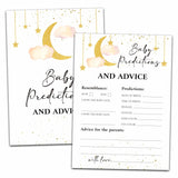 Baby Shower Party Games, Baby Predications And Advice Minimal Baby Shower Game, 25 Moon And Stars Gender Reveal Party Games Cards (5" X 7"), Over The Moon Baby Shower Supplies Decorations -06