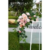 (Pack Of 2 Artificial Flowers Decorations, Wedding Flowers, Wedding, Banquet, Party, Reception Entrance Welcome Sign And Background Decoration(Romantic Pink)
