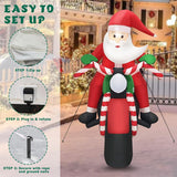 6Ft Christmas Decoration Inflatable Santa Riding Motorcycle With Gingerbread Man Lighted Blow Up Santa Claus Outdoor Dec