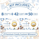 50 Pcs Baby Shower Scratch Off Cards Boy - Western Cowboy Theme, 'A Little Cowboy Is On The Way' Boy Baby Shower Game Tickets, Blue Gender Reveal Party Supplies -C2
